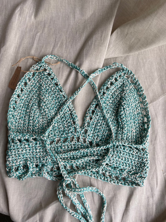 Blue and White Crop Bralette