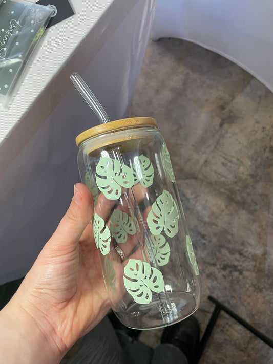 Monstera Glass Can 16oz