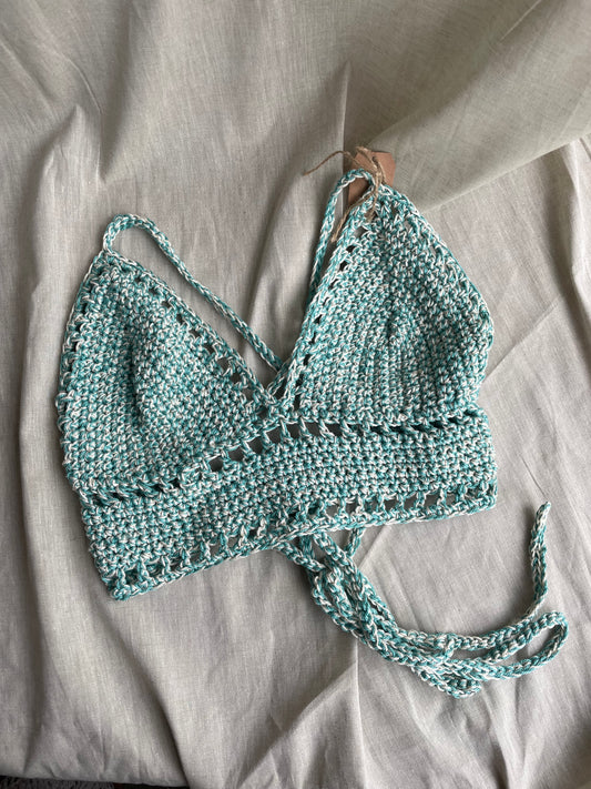 Blue and White Crop Bralette